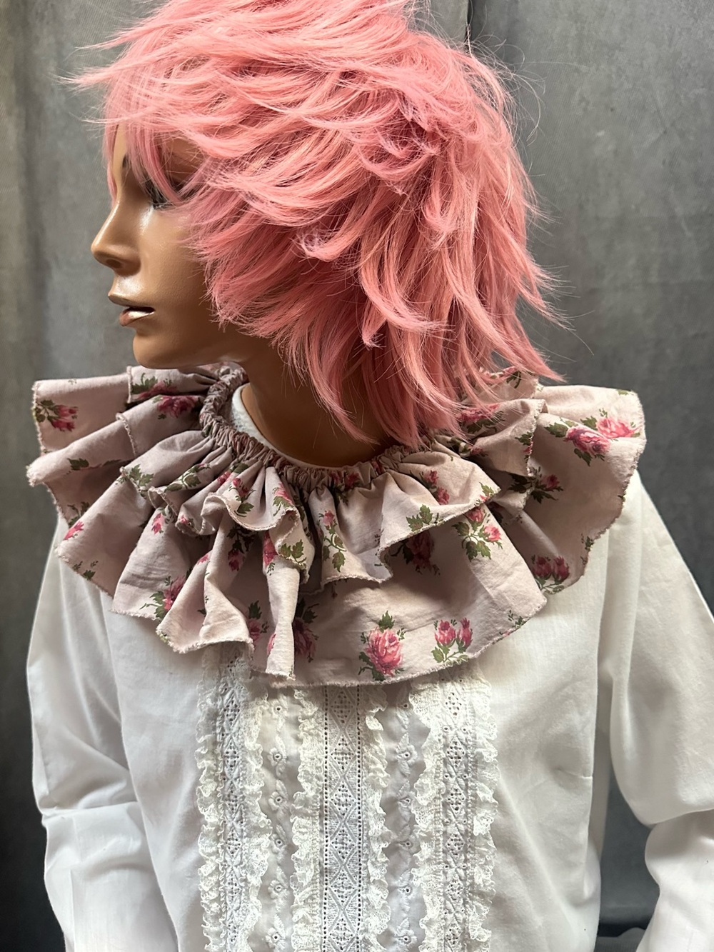 Vintage detachable ruffle clown collar floral one size